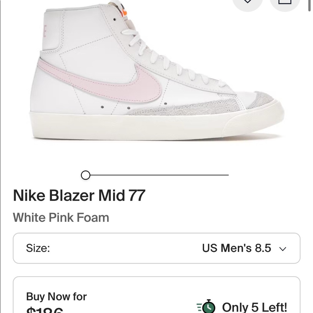 Nike Blazer Mid ’77 Vintage White Pink Foam Men’s 8.5 / Women’s 10 BQ6806-100
